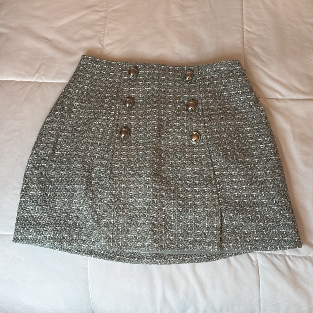 Express Mint Green/Silver Twill Skirt